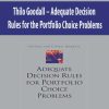 Thilo Goodall – Adequate Decision Rules for the Portfolio Choice Problems